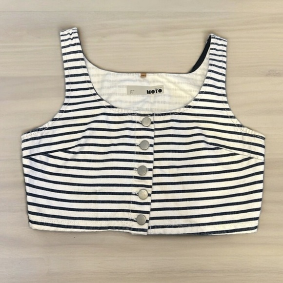 Topshop Moto Stripe Crop Top | SIZE 6 - Picture 3 of 5